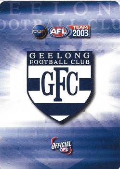 2003 Team Zone AFL Team #64 Cameron Ling Back